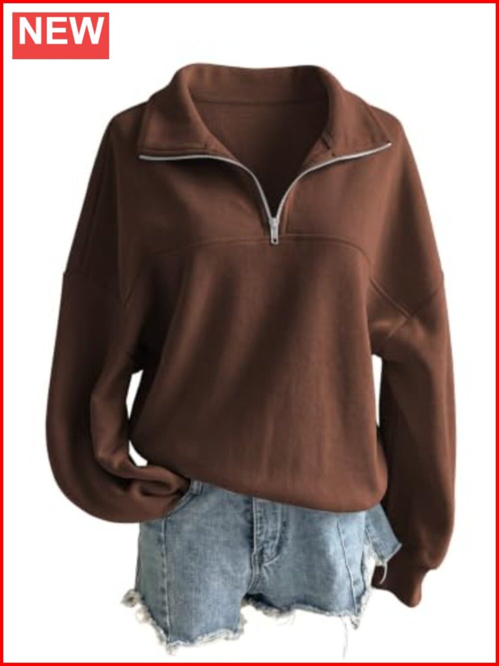 SHEWIN Women's Fleece Quarter Zip Pullover Sweatshirt Mock Neck Casual
